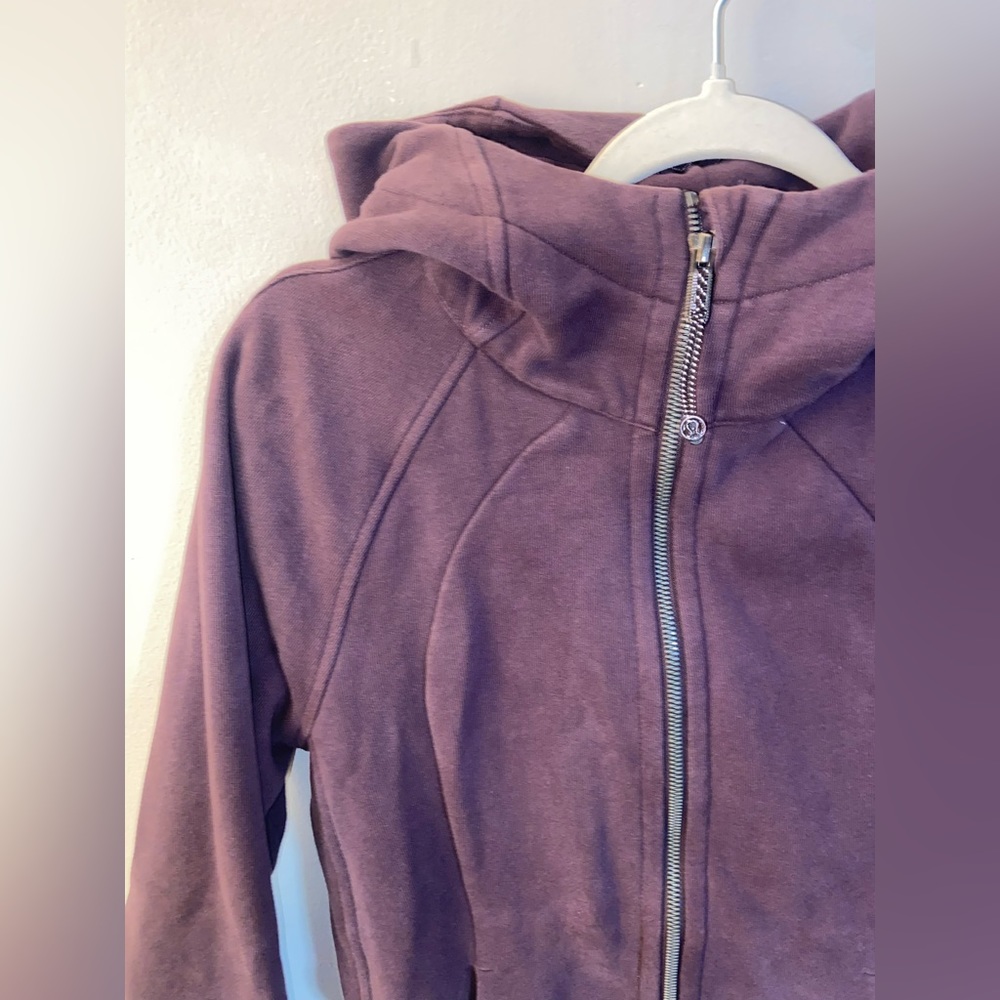 Lululemon Cotton Blend Full Zip Hoodie Fleece in plum purple. Size 8.